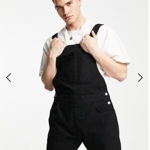 ASOS DESIGN Short Denim Overalls in Black Size S